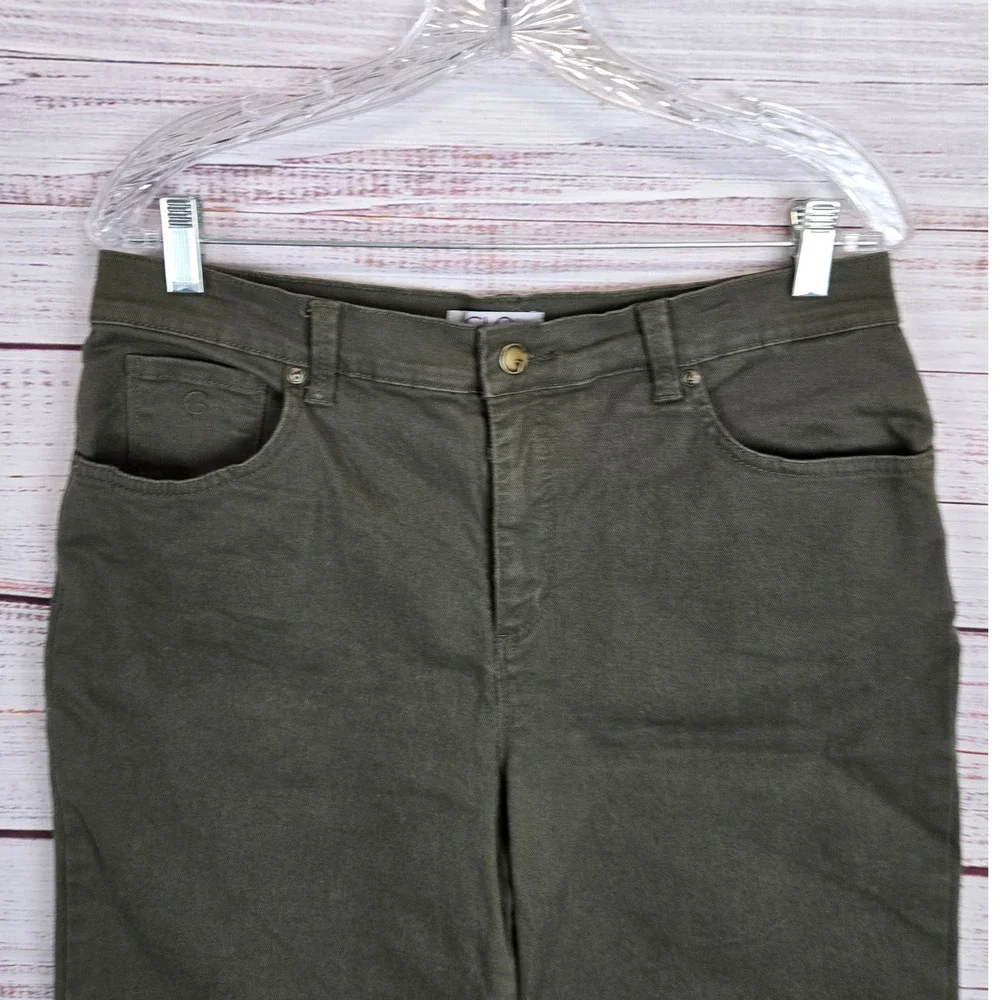 GLO Womens Military Green Mandy Jeans 12 Neutral Earthy Minimalist Basic Casual